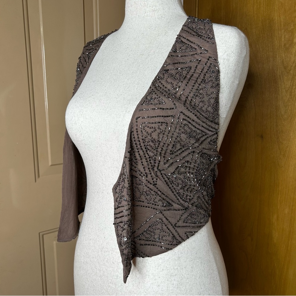 BKE Brown Textured Sleeveless Scoop Neck Top